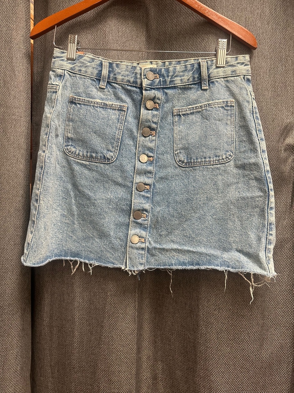 Zara Light Blue Denim Button-Up Mini Skirt